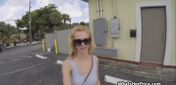  Public utility room quickie with busty blonde babe